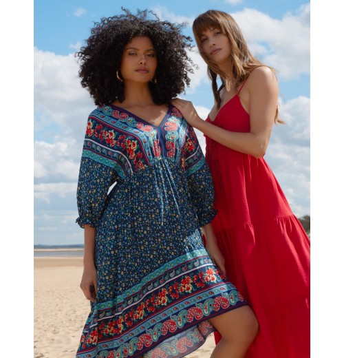 V Neck Batwing High Low Dress V Neck Batwing High Low Dress