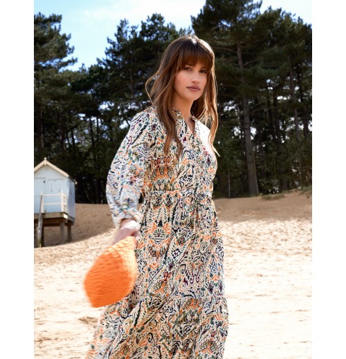 Multi Tiered Aztec Print Midi Dress Multi Tiered Aztec Print Midi Dress