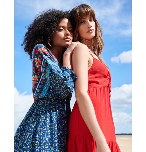 V Neck Batwing High Low Dress V Neck Batwing High Low Dress