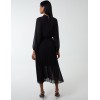 High Neck Pleated Midi Dress High Neck Pleated Midi Dress