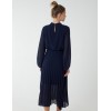 High Neck Pleated Midi Dress High Neck Pleated Midi Dress