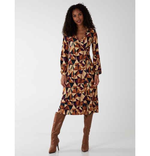V Neck Ring Detail Midi Dress V Neck Ring Detail Midi Dress