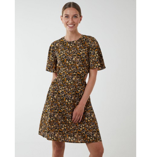 Floral Print Crew Neck Dress Floral Print Crew Neck Dress