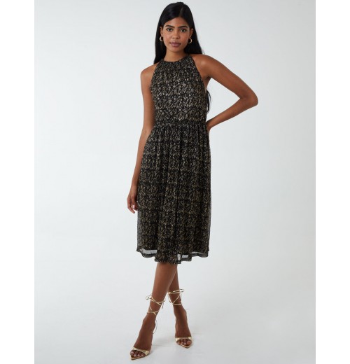 Blouson Halter Neck Midi Dress Blouson Halter Neck Midi Dress