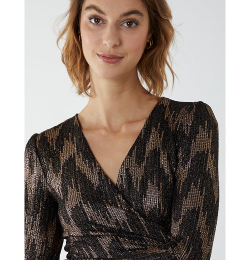 Fixed Wrap Skater Dress With Tie Fixed Wrap Skater Dress With Tie