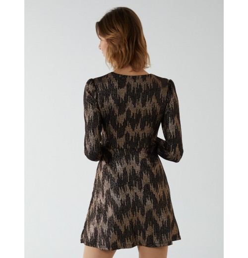 Fixed Wrap Skater Dress With Tie Fixed Wrap Skater Dress With Tie