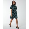 Wrap Front High Neck Dress With Angel Sleeve Wrap Front High Neck Dress With Angel Sleeve
