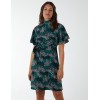 Wrap Front High Neck Dress With Angel Sleeve Wrap Front High Neck Dress With Angel Sleeve
