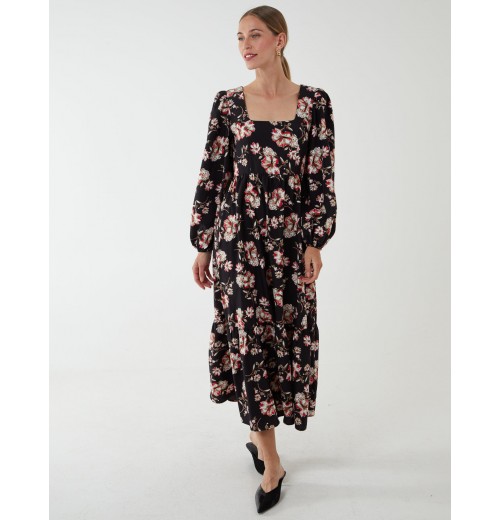 Square Neck Trapeze Midi Dress Square Neck Trapeze Midi Dress