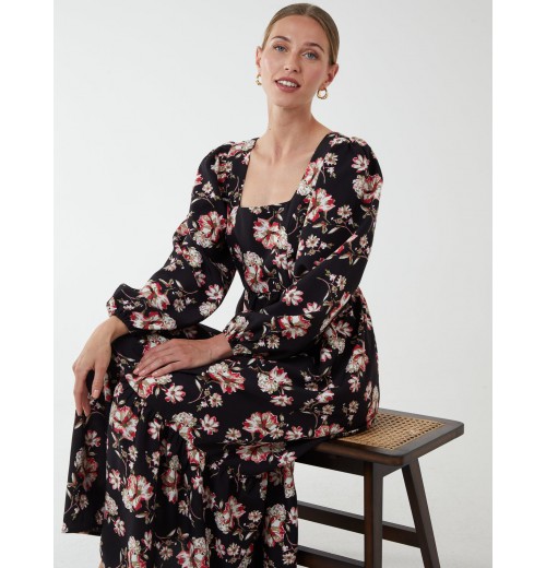 Square Neck Trapeze Midi Dress Square Neck Trapeze Midi Dress