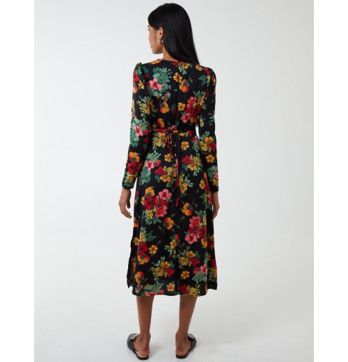 Floral Twist Panel Fit And Flare Midi Dress Floral Twist Panel Fit And Flare Midi Dress