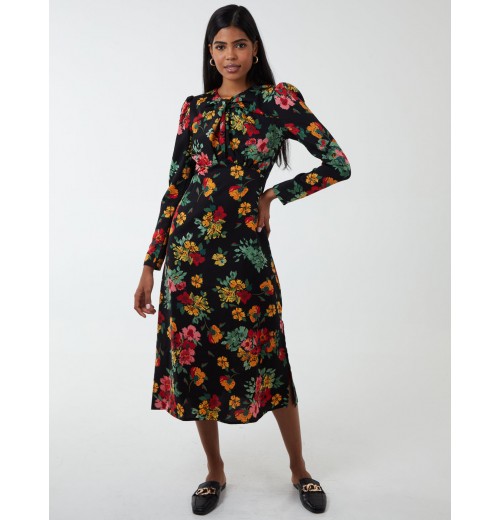 Floral Twist Panel Fit And Flare Midi Dress Floral Twist Panel Fit And Flare Midi Dress