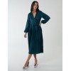 Jacquard Wrap Front Belted Pleated Midi Dress Jacquard Wrap Front Belted Pleated Midi Dress