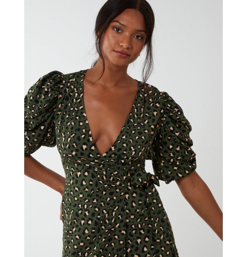 Ruched Sleeve Wrap Mini Dress Ruched Sleeve Wrap Mini Dress