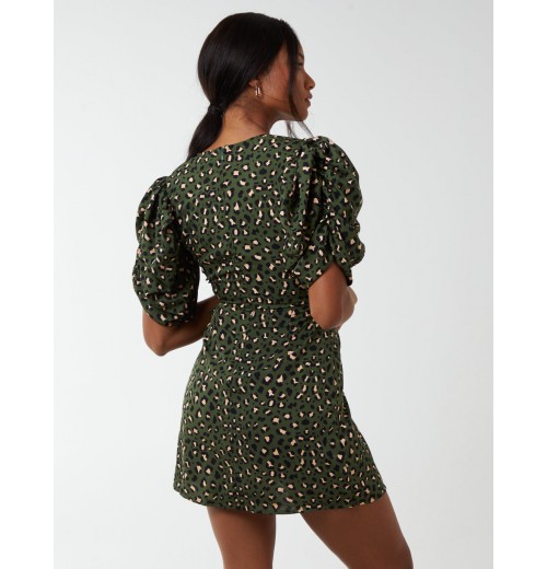 Ruched Sleeve Wrap Mini Dress Ruched Sleeve Wrap Mini Dress