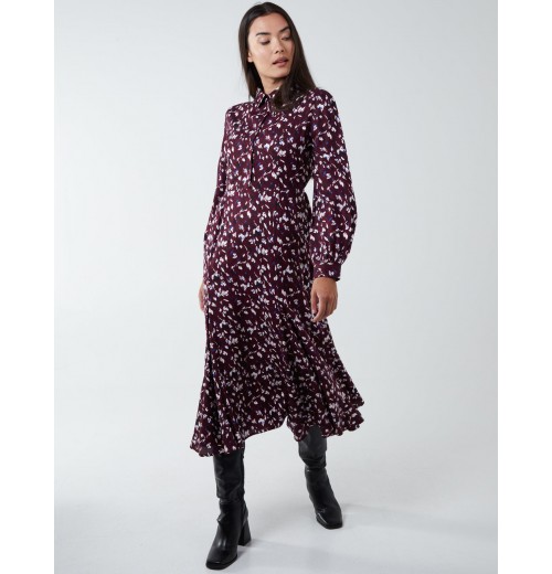 Shirt Midi Dress With Godet Hem Shirt Midi Dress With Godet Hem