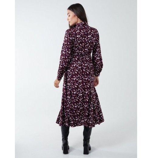 Shirt Midi Dress With Godet Hem Shirt Midi Dress With Godet Hem