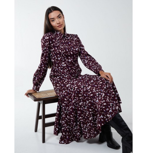 Shirt Midi Dress With Godet Hem Shirt Midi Dress With Godet Hem
