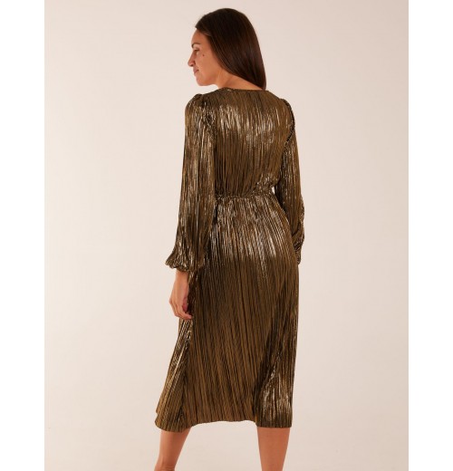 Plisse V-Neck Elasticated Midi Dress Plisse V-Neck Elasticated Midi Dress