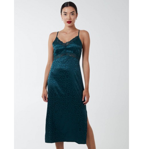 Jacquared Satin Slip Dress Jacquared Satin Slip Dress