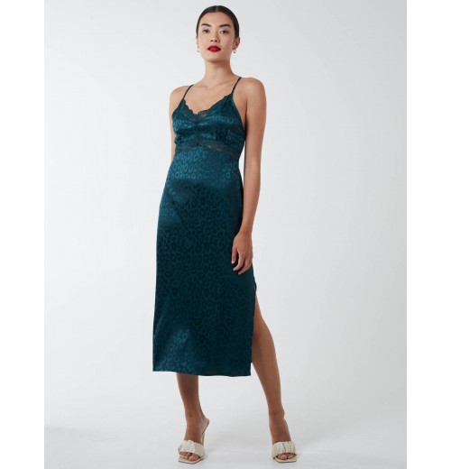 Jacquared Satin Slip Dress Jacquared Satin Slip Dress