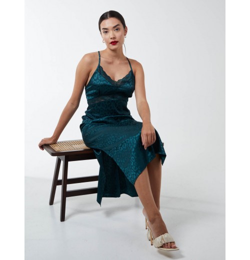Jacquared Satin Slip Dress Jacquared Satin Slip Dress