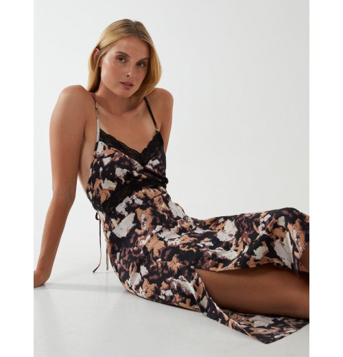 Printed Satin Slip Dress Printed Satin Slip Dress