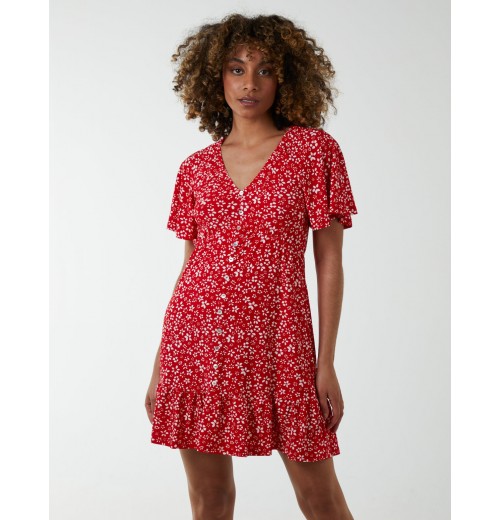 Trapeze Button Through Raglan Mini Dress Trapeze Button Through Raglan Mini Dress