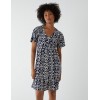 V Neck Shirred Mini Tea Dress With Split V Neck Shirred Mini Tea Dress With Split