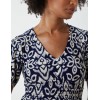 V Neck Shirred Mini Tea Dress With Split V Neck Shirred Mini Tea Dress With Split
