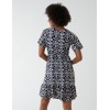 V Neck Shirred Mini Tea Dress With Split V Neck Shirred Mini Tea Dress With Split