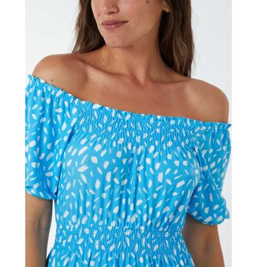 Scoop Shirred Blouse Mini Dress Scoop Shirred Blouse Mini Dress