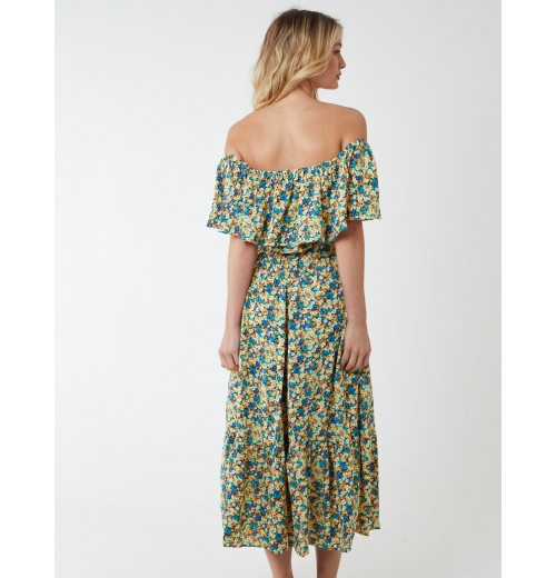 Bardot Ruffle Shoulder Midi Dress Bardot Ruffle Shoulder Midi Dress
