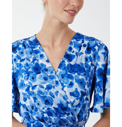 Wrap Front Tier Hem Angel Sleeve Dress Wrap Front Tier Hem Angel Sleeve Dress