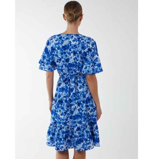 Wrap Front Tier Hem Angel Sleeve Dress Wrap Front Tier Hem Angel Sleeve Dress