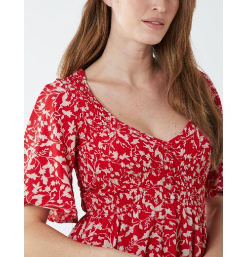 Sheared Bust Midi Dress With Angel Sleeves Sheared Bust Midi Dress With Angel Sleeves