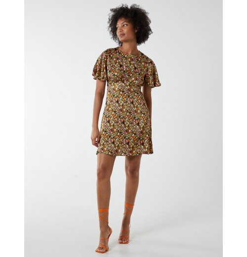 Flutter Sleeve Bias Mini Dress Flutter Sleeve Bias Mini Dress