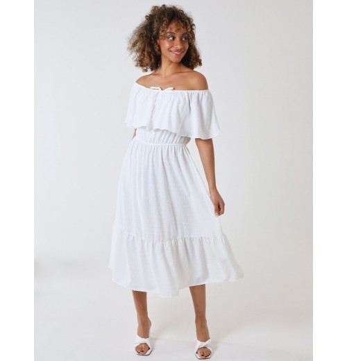 Ruffle Bardot Midi Dress Ruffle Bardot Midi Dress