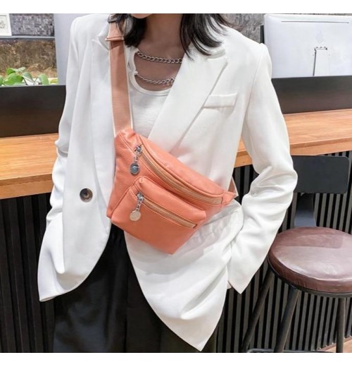 Orange Leather Fanny Pack ERIN Orange Leather Fanny Pack ERIN