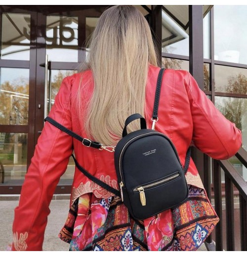 Leather Zip Top Backpack Purse Leather Zip Top Backpack Purse
