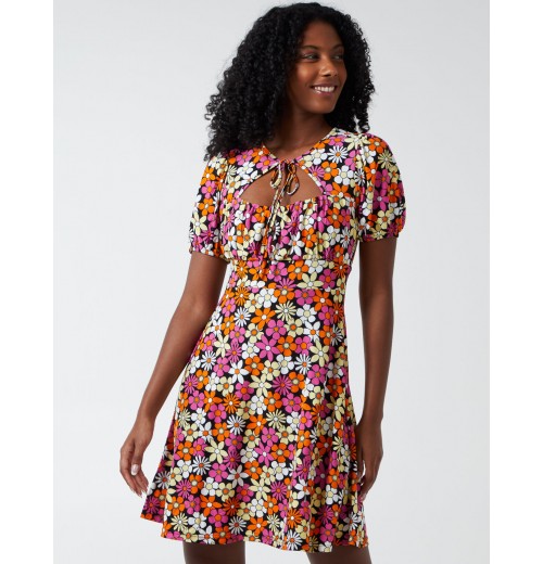 Tie Neck Fit And Flare Dress Tie Neck Fit And Flare Dress