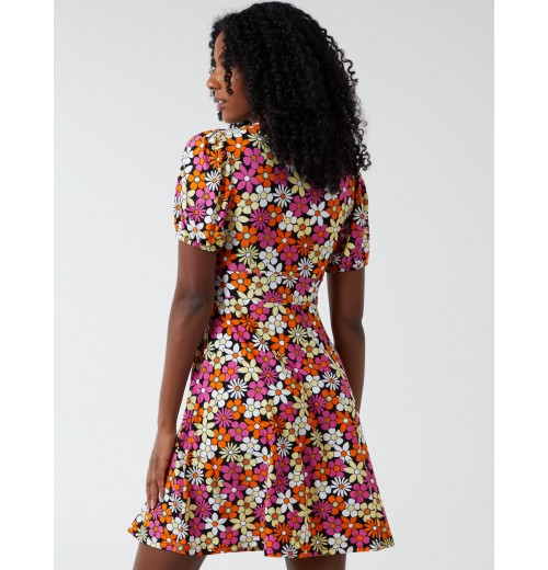 Tie Neck Fit And Flare Dress Tie Neck Fit And Flare Dress