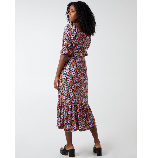 Sweetheart Neckline 3/4 Sleeve Midi Dress Sweetheart Neckline 3/4 Sleeve Midi Dress