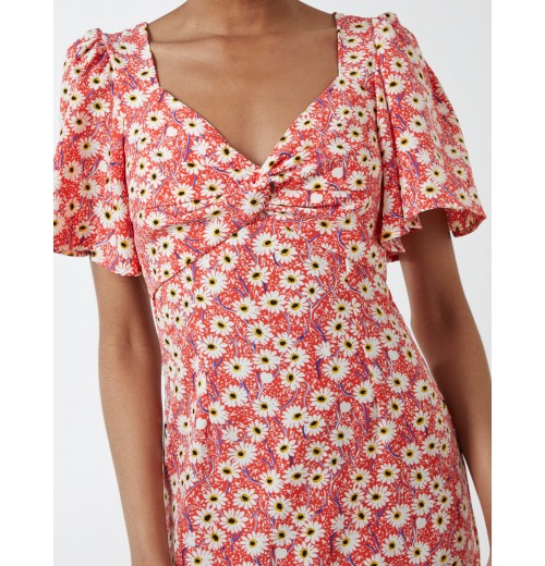 Floral Twist Front Peplum Dress Floral Twist Front Peplum Dress