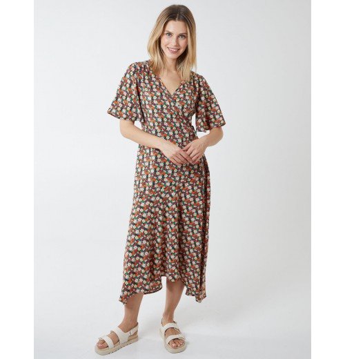 Floral Wrap Midi Dress Floral Wrap Midi Dress