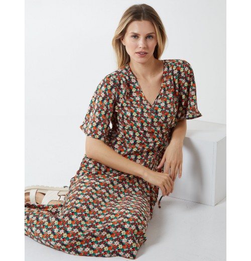 Floral Wrap Midi Dress Floral Wrap Midi Dress