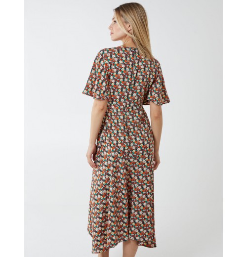 Floral Wrap Midi Dress Floral Wrap Midi Dress