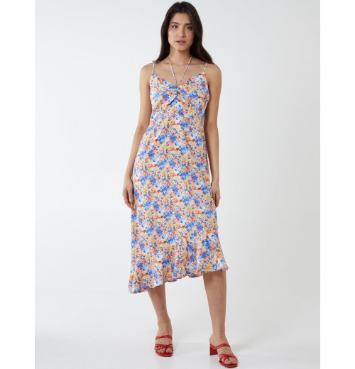 Twist Front Floral Print Midi Dress Twist Front Floral Print Midi Dress