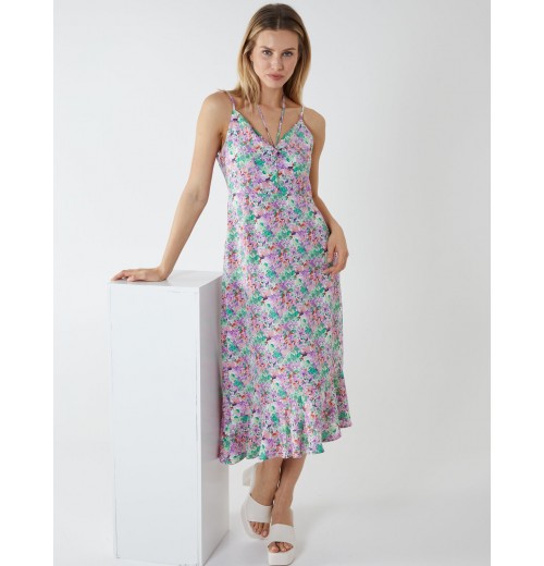 Twist Front Floral Print Midi Dress Twist Front Floral Print Midi Dress