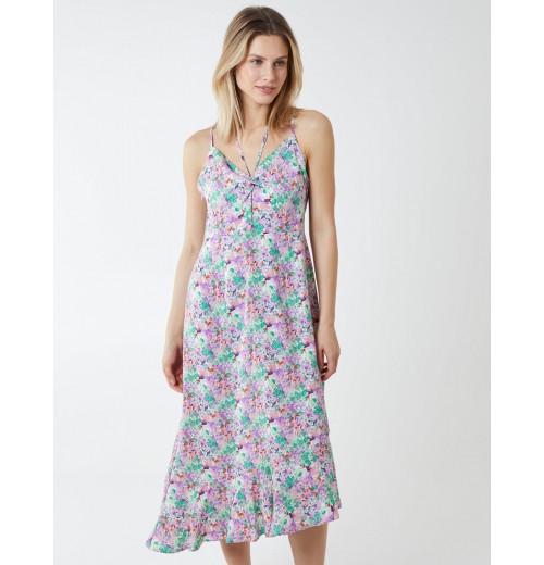 Twist Front Floral Print Midi Dress Twist Front Floral Print Midi Dress